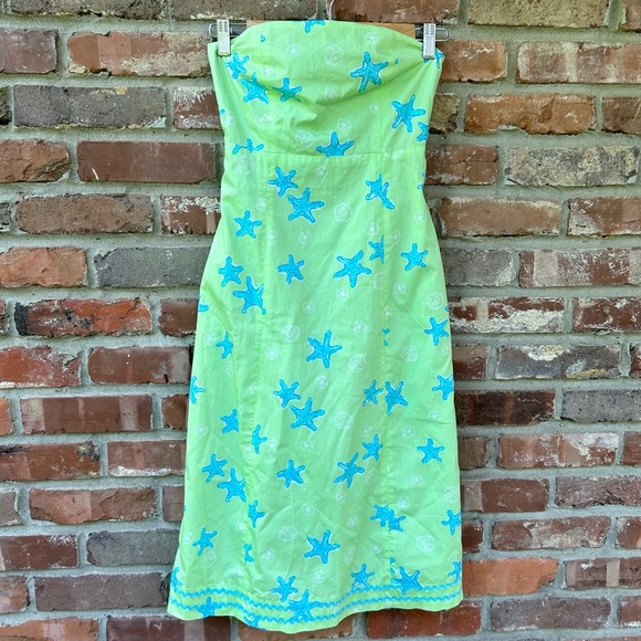 Lilly Pulitzer Strapless Dress in Green and Blue - Picture 1 of 6